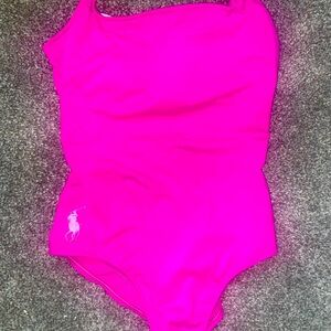Pink neon polo swimming suit
